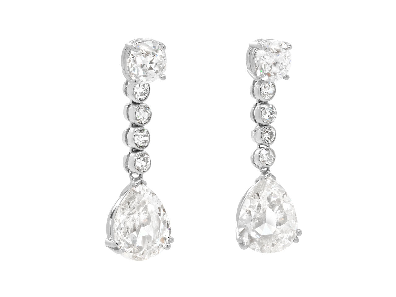 Beladora 'Bespoke' Antique-cut Pear Shape Diamond Drops in Platinum