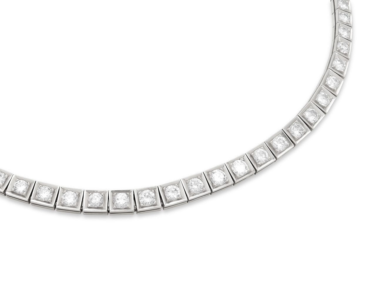 Waslikoff Art Deco Diamond Rivière Necklace in Platinum