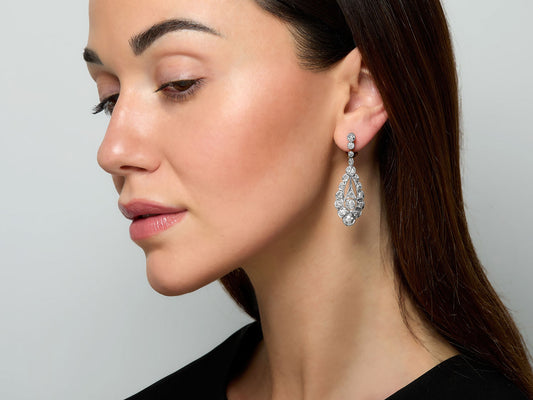 Antique Edwardian Diamond Earrings in Platinum and 18K Gold