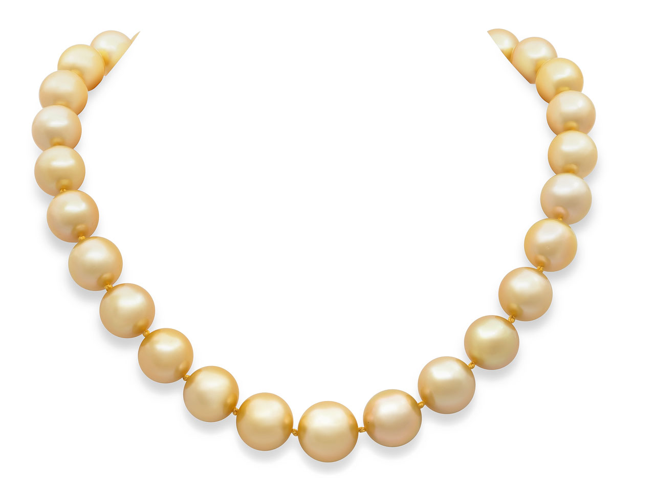 Golden South Sea Pearl Necklace with Diamond Clasp in 18K White Gold