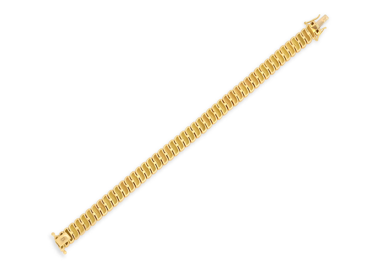 Flexible 18K gold bracelet with wave shaped links