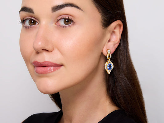 Beladora 'Reimagined' Sapphire and Diamond Earrings in 18K Gold