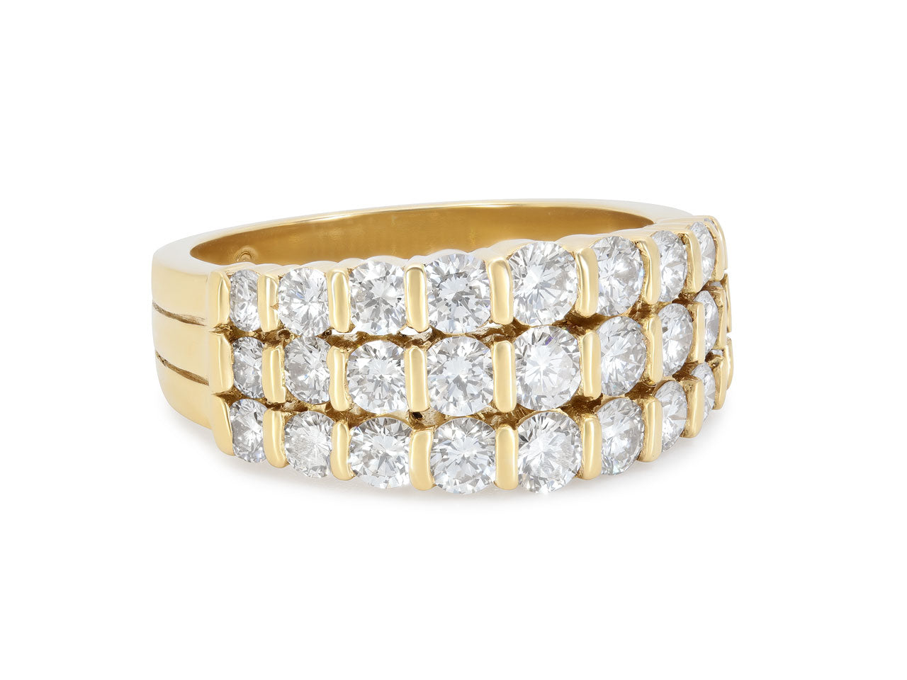 Gemlok 'Les Classique' Three Row Diamond Ring in 18K Gold