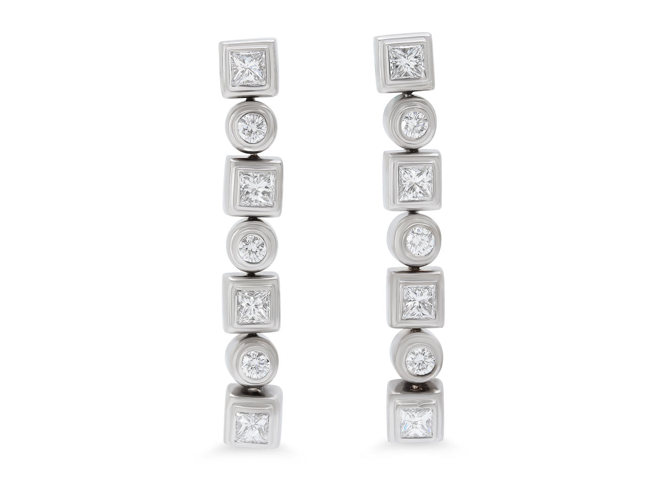Diamond Drop Earrings in 18K White Gold