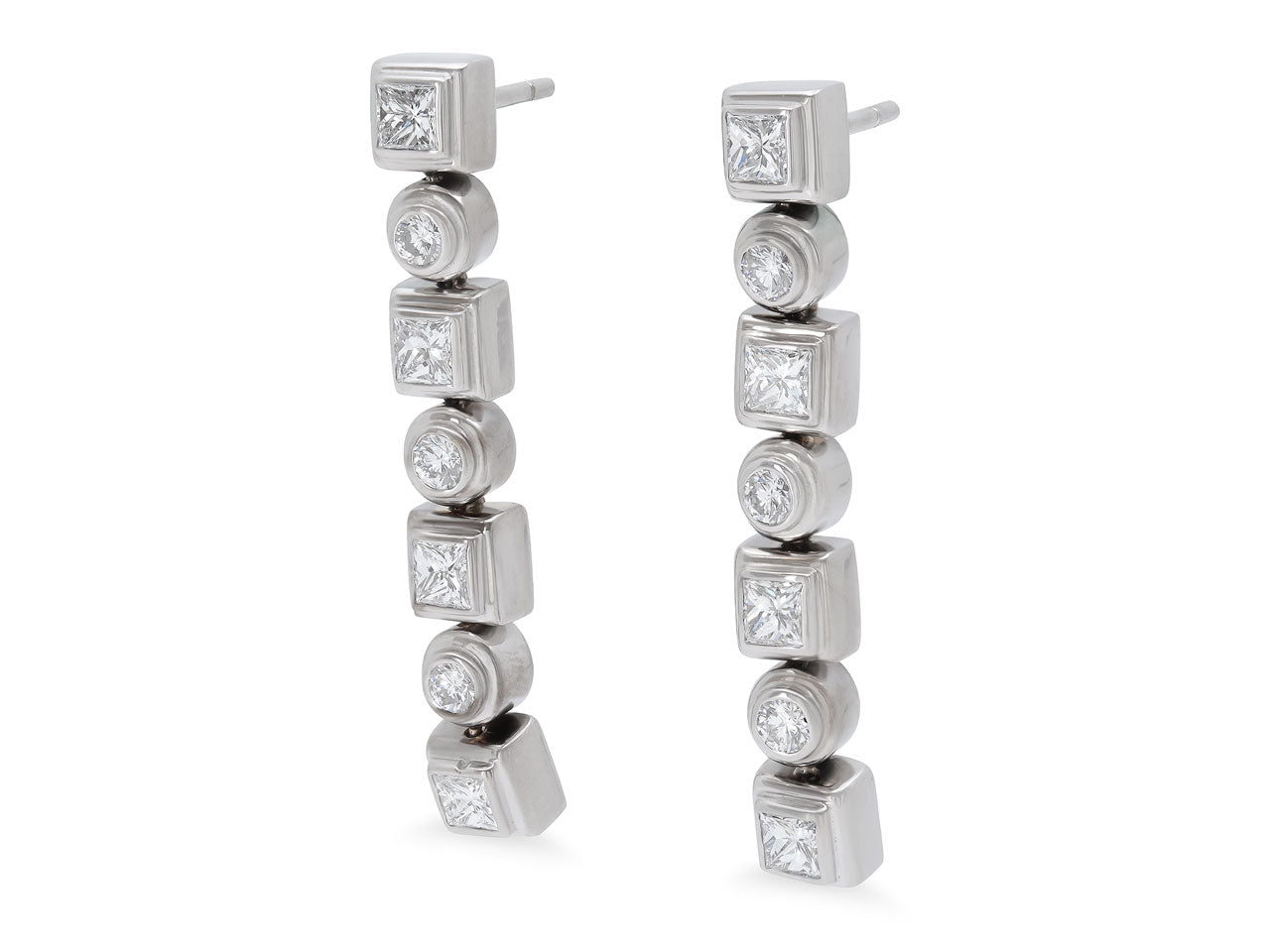 Diamond Drop Earrings in 18K White Gold