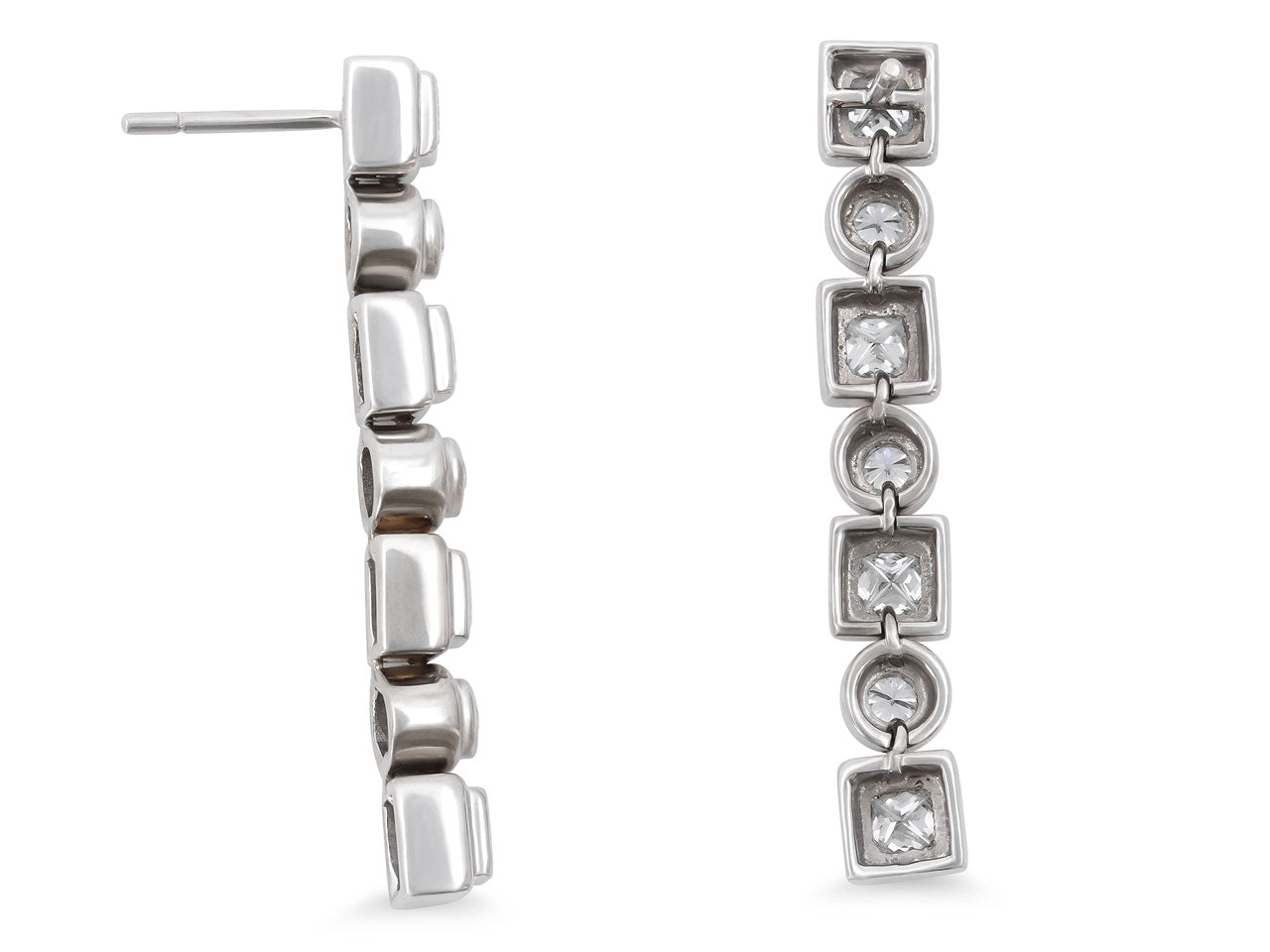 Diamond Drop Earrings in 18K White Gold