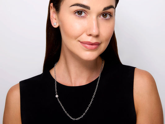 Oval Link Necklace in 18K White Gold