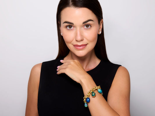 Enamel Egg Charm Bracelet in 18K Gold