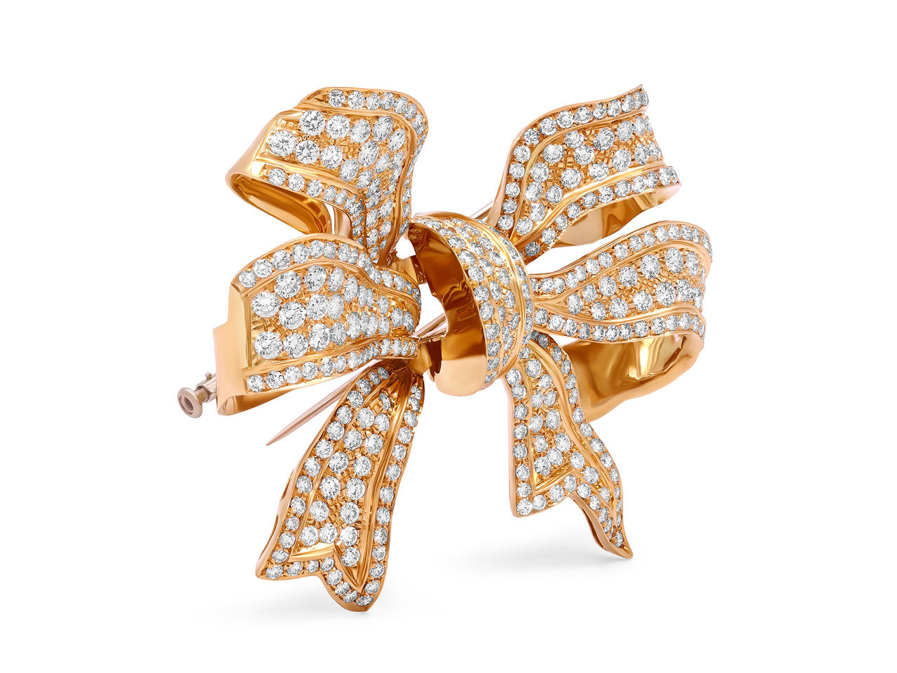 Tallarico Diamond Bow Brooch in 18K Gold