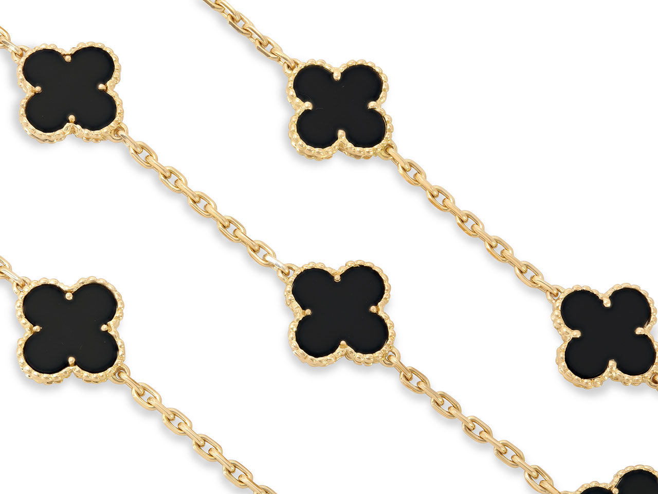 Van Cleef & Arpels 'Vintage Alhambra' Onyx Necklace, 12 Motifs, in 18K Gold