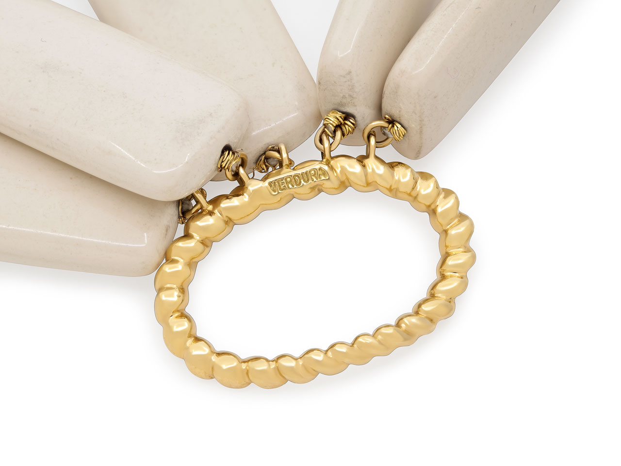 Verdura Five Row White Jasper Necklace in 18K Gold