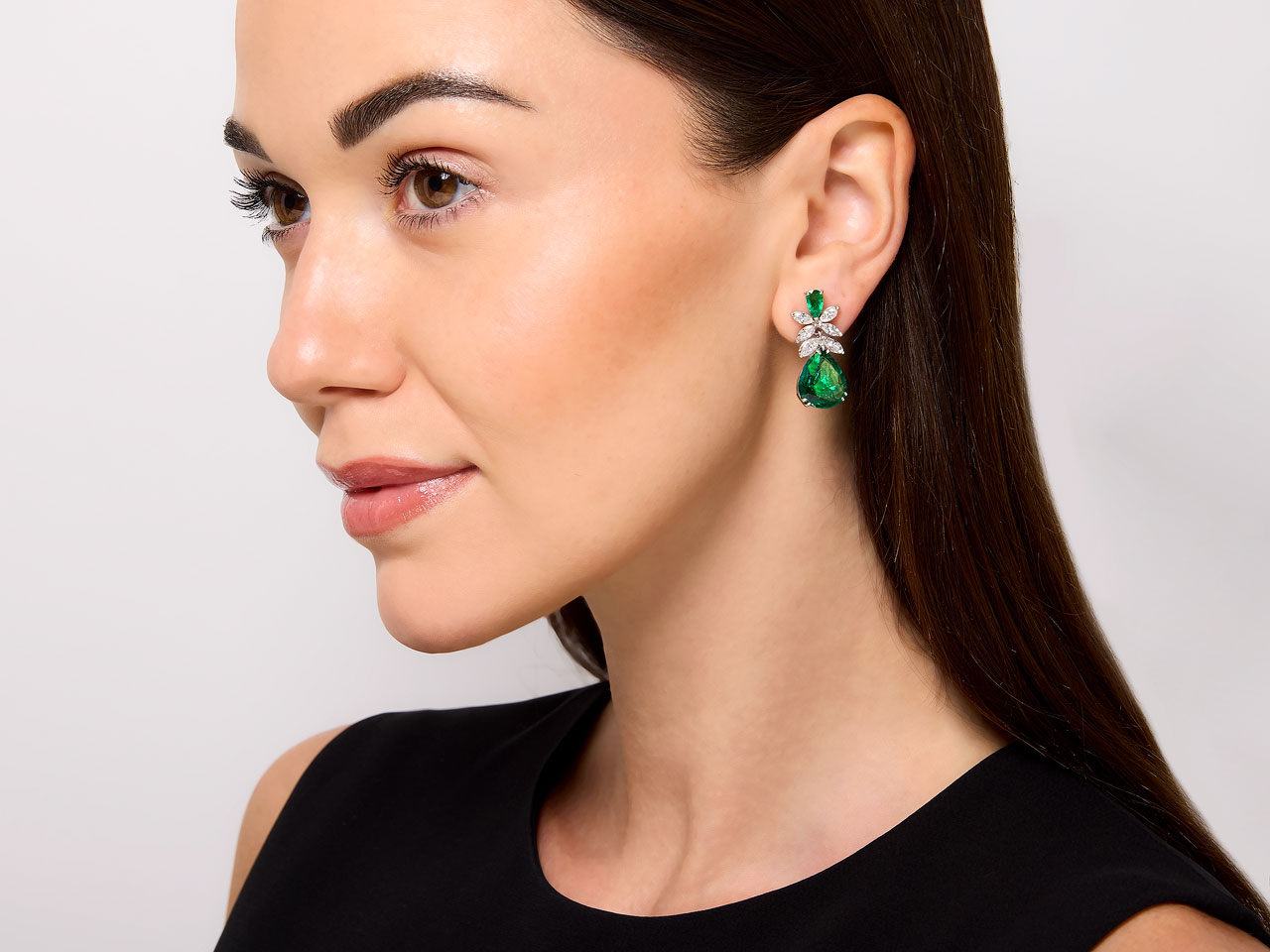 Beladora 'Bespoke' Emerald and Diamond Earrings in 18K White Gold
