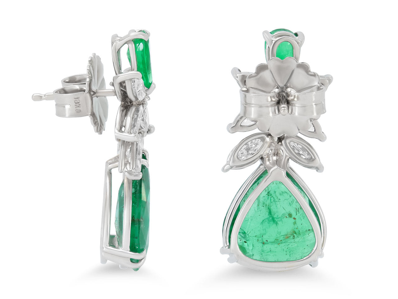 Beladora 'Bespoke' Emerald and Diamond Earrings in 18K White Gold