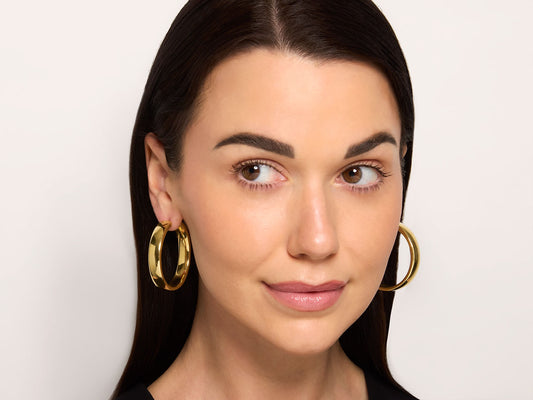 Flat Hoop Earrings in 18K Gold, Large, by Beladora