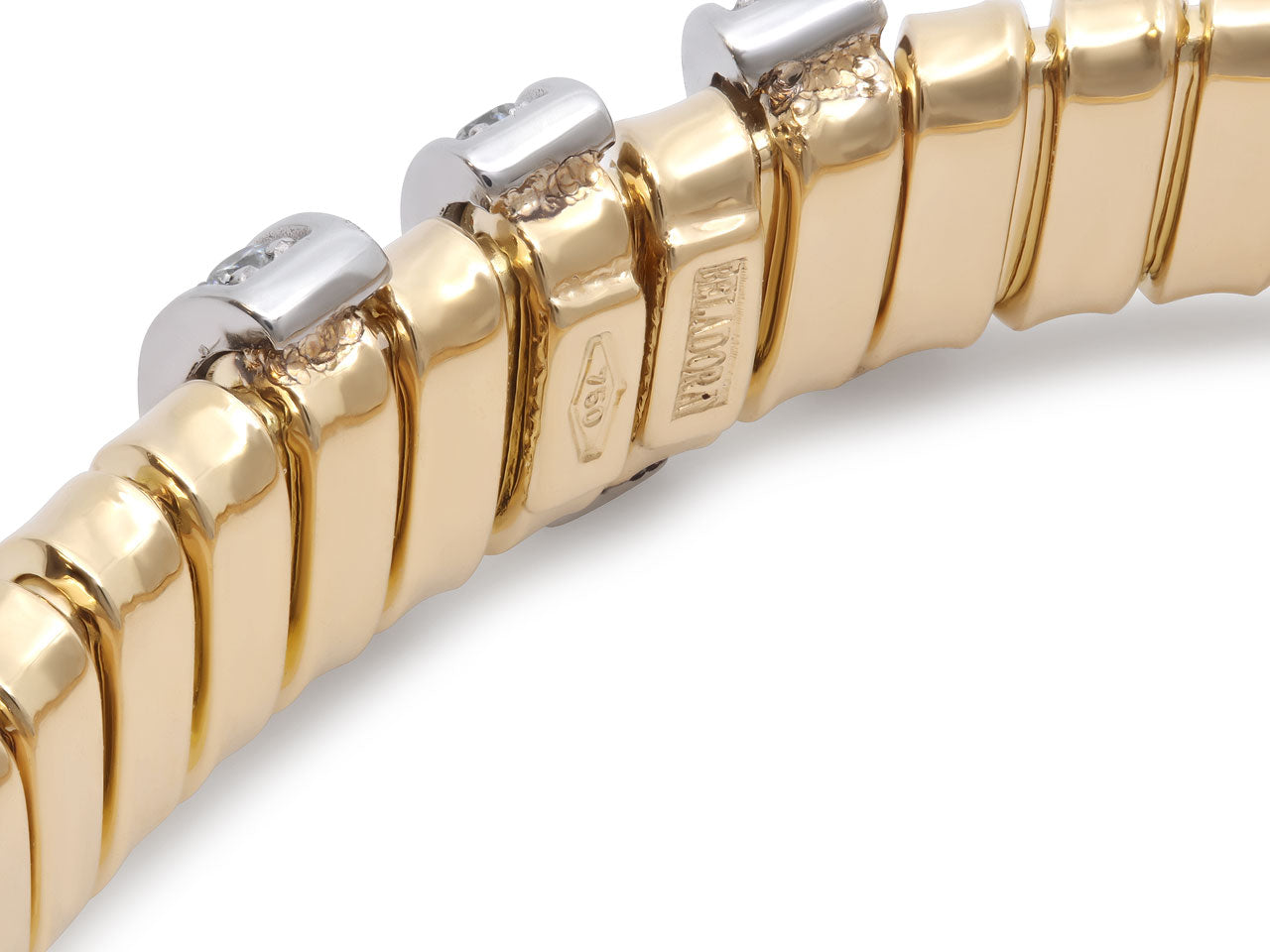 Tubogas Bracelet with Diamonds, in 18K Gold, by Beladora