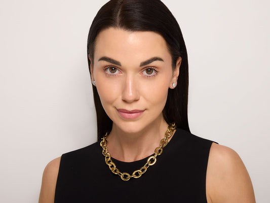 Flattened Link Necklace in 18K Gold, by Beladora