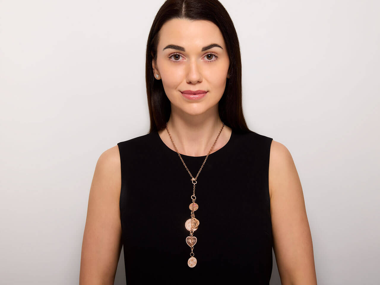 Buddha Lariat Charm Necklace in 14K Rose Gold