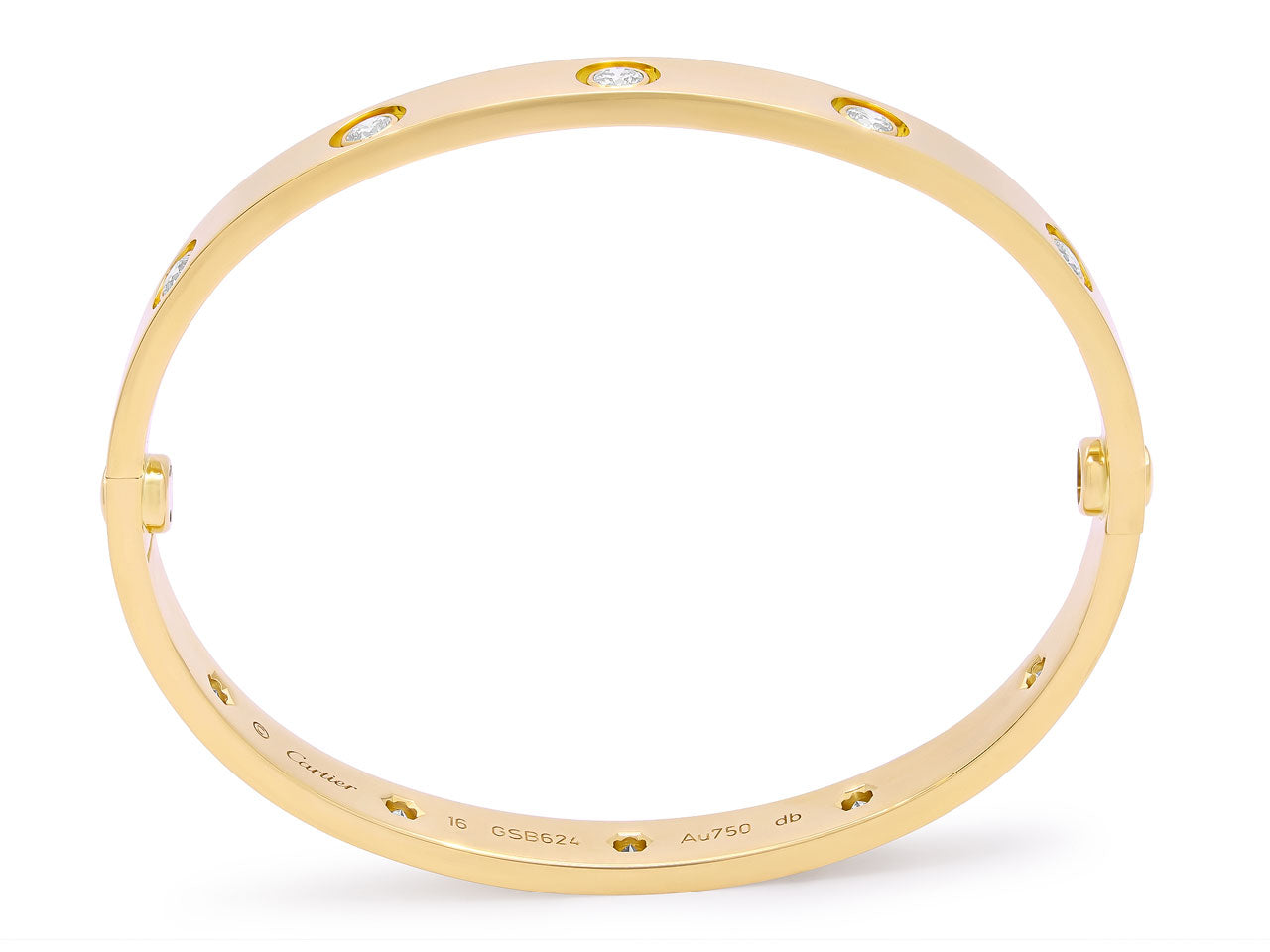 Cartier Diamond 'Love' Bracelet in 18K Gold, Classic Model, 10 Diamonds, Size 16