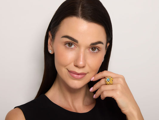 Mid-Century French Turquoise, Diamond and Sapphire Ring in 18K Gold