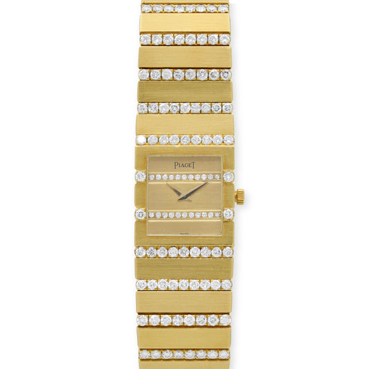 Vintage Piaget 'Polo' Diamond Watch in 18K Gold
