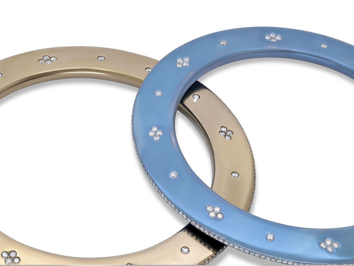 Pair of Titanium and Diamond Bangle, by La Reina