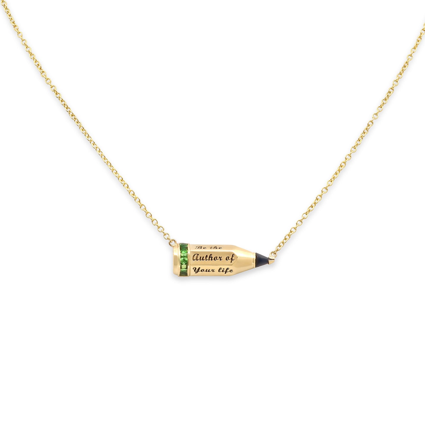 Sally Sohn 'Pencil' Tsavorite Necklace in 18K Gold