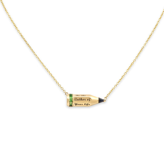 Sally Sohn 'Pencil' Tsavorite Necklace in 18K Gold