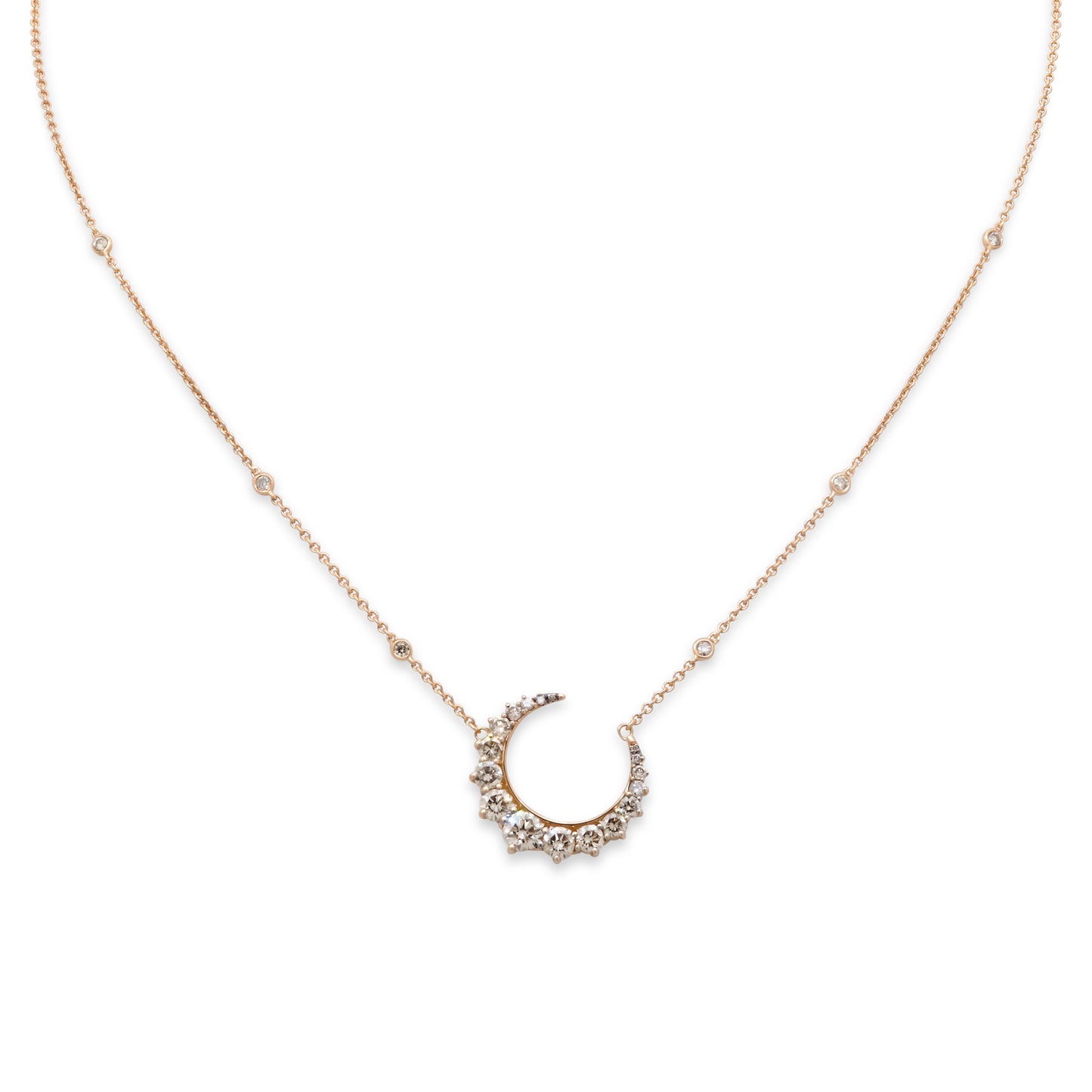 Crivelli Diamond Crescent Necklace in 18K Rose Gold