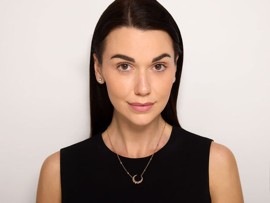 Crivelli Diamond Crescent Necklace in 18K Rose Gold
