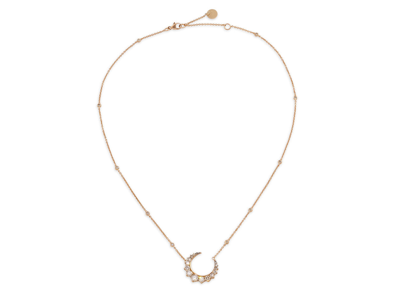 Crivelli Diamond Crescent Necklace in 18K Rose Gold
