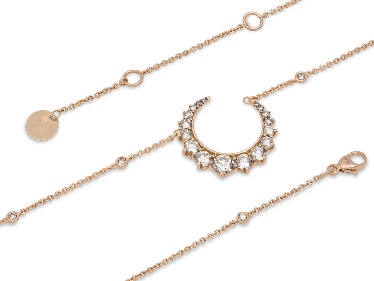 Crivelli Diamond Crescent Necklace in 18K Rose Gold