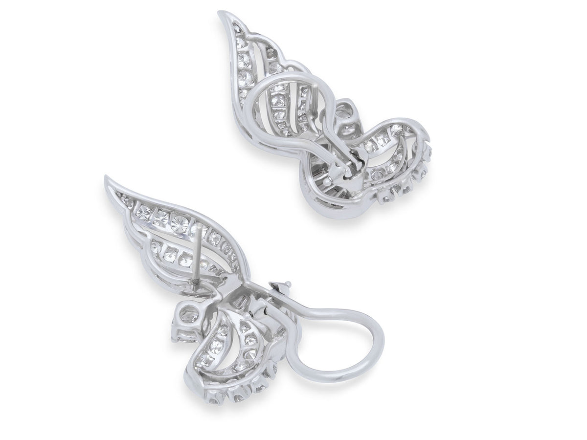Mid-Century Diamond Spray Earrings in Platinum