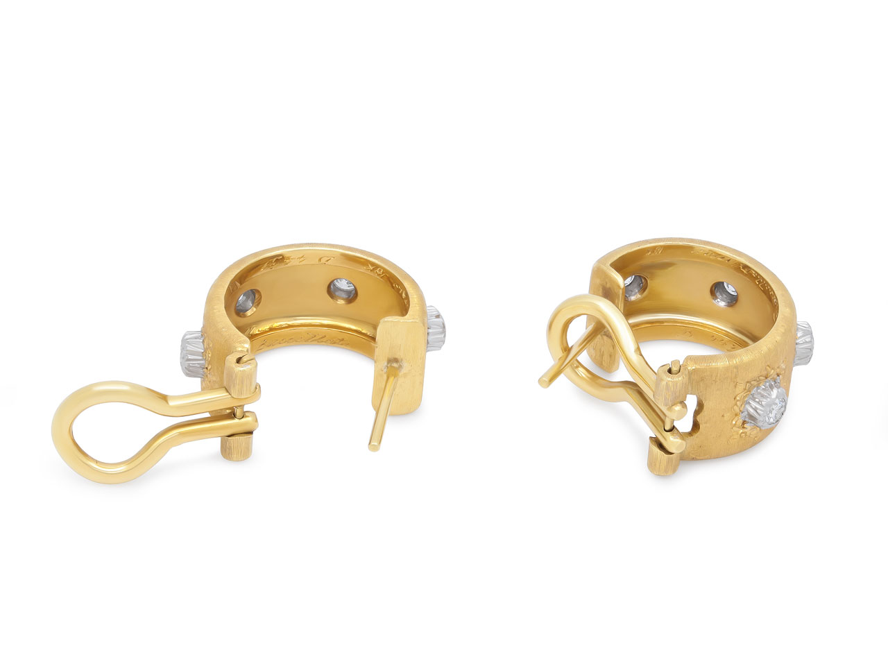 Buccellati 'Macri' Diamond Hoop Earrings in 18K Gold
