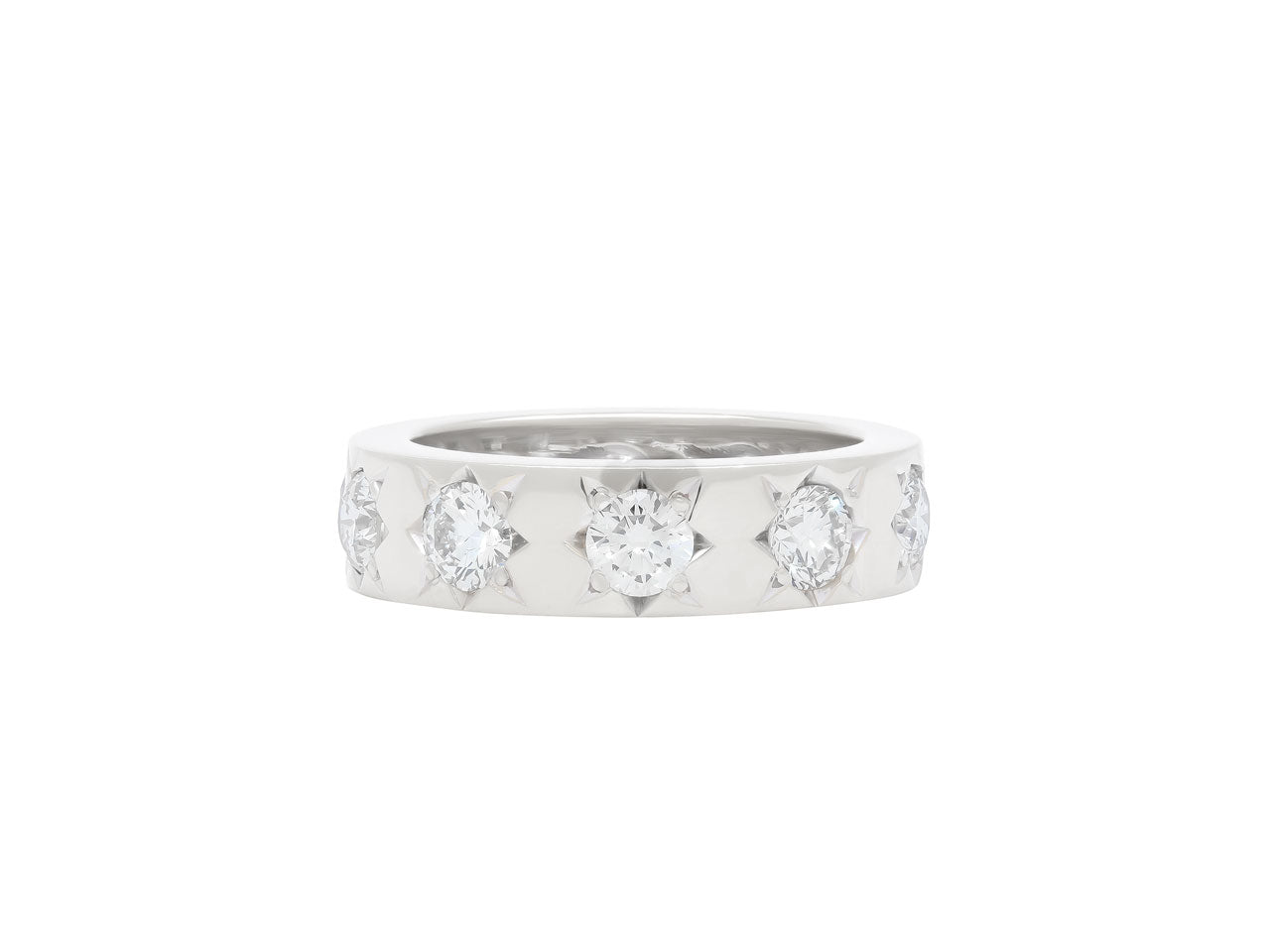 Star-Set Diamond Band in 18K White Gold