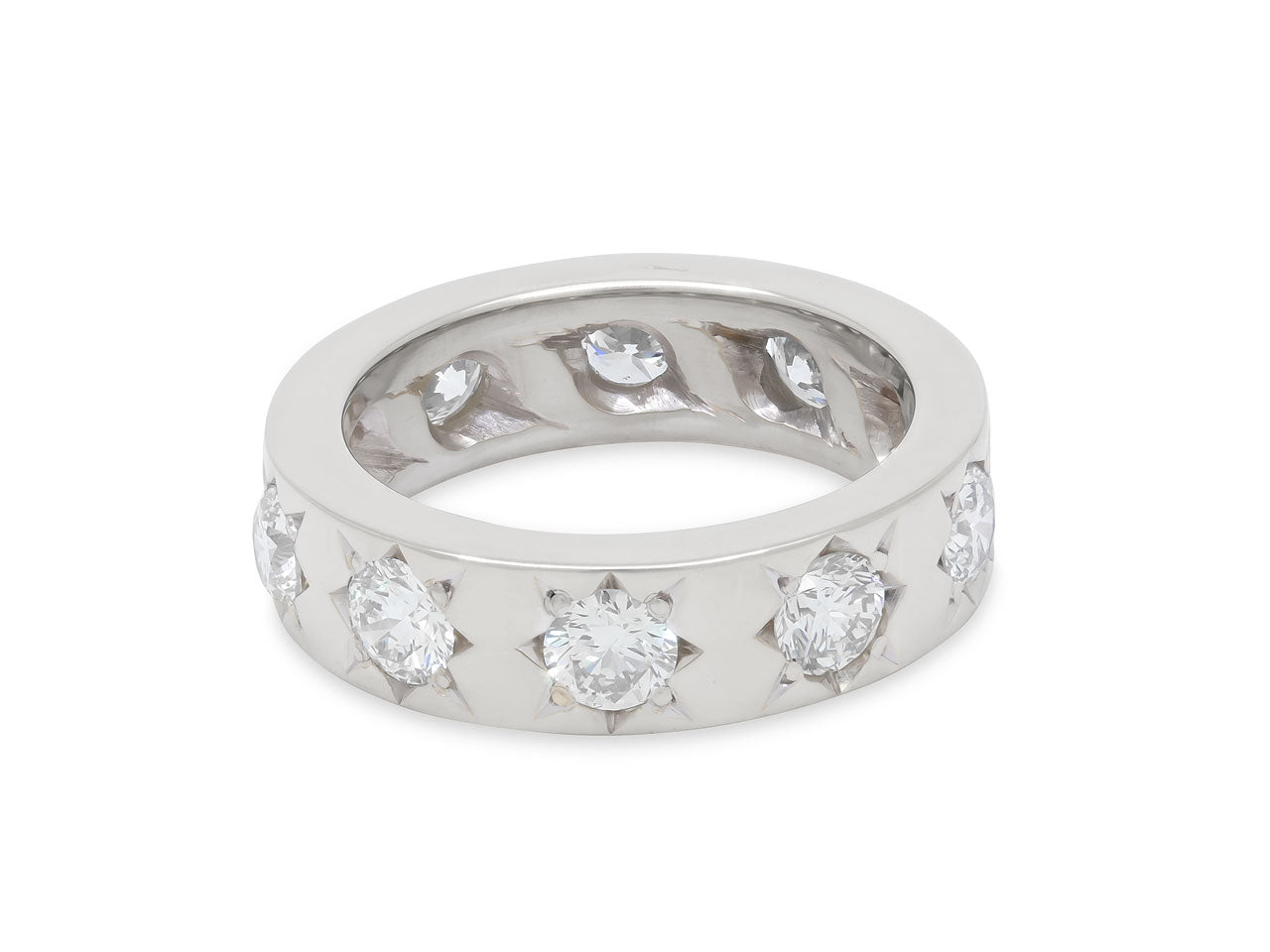Star-Set Diamond Band in 18K White Gold