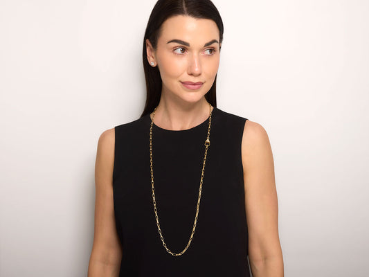 Chain Necklace with Diamond Clasp in 18K Gold