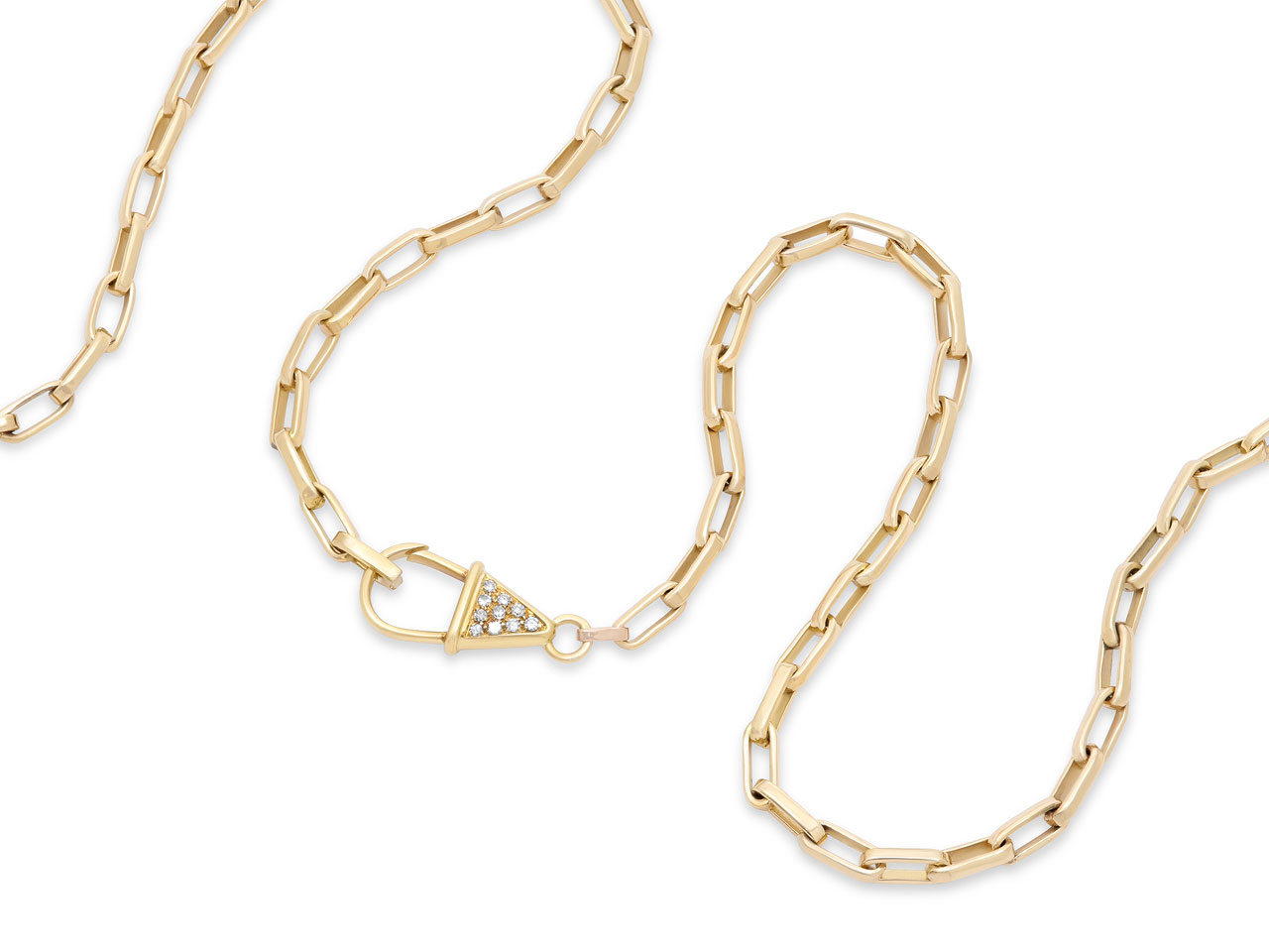 Chain Necklace with Diamond Clasp in 18K Gold