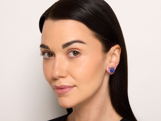 Beladora 'Reimagined' Sapphire and Diamond Earrings in 14K Rose Gold