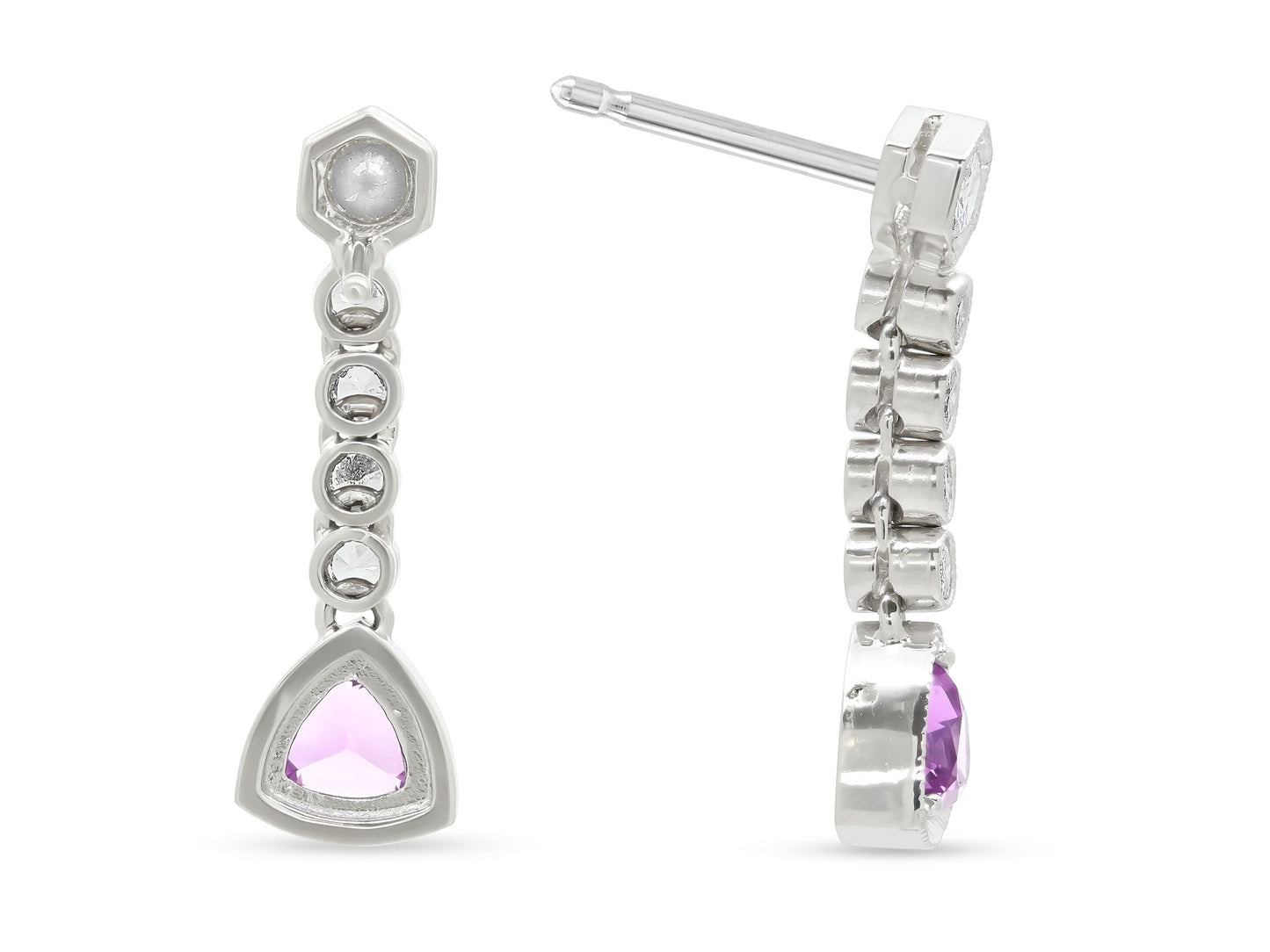 Beladora 'Reimagined' Pink Sapphire and Diamond Earrings in Platinum