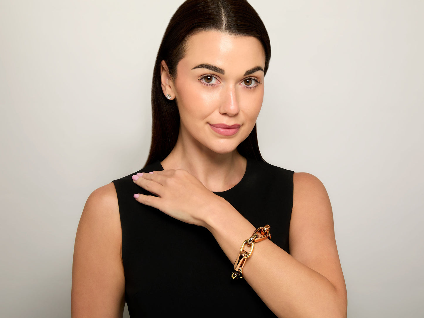 Pomellato 'Iconica' Large Link Bracelet in Tri-Color 18K Gold