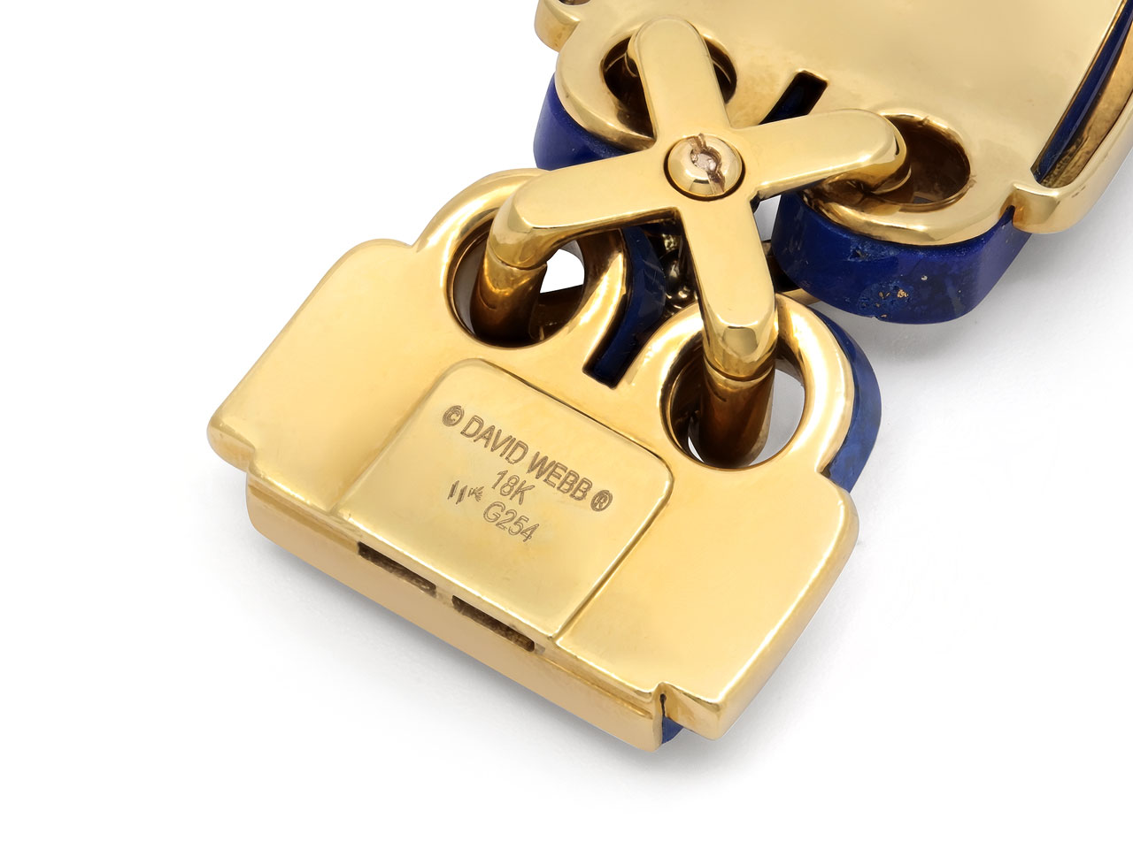 David Webb Lapis Cross-Stitch Bracelet in 18K Gold