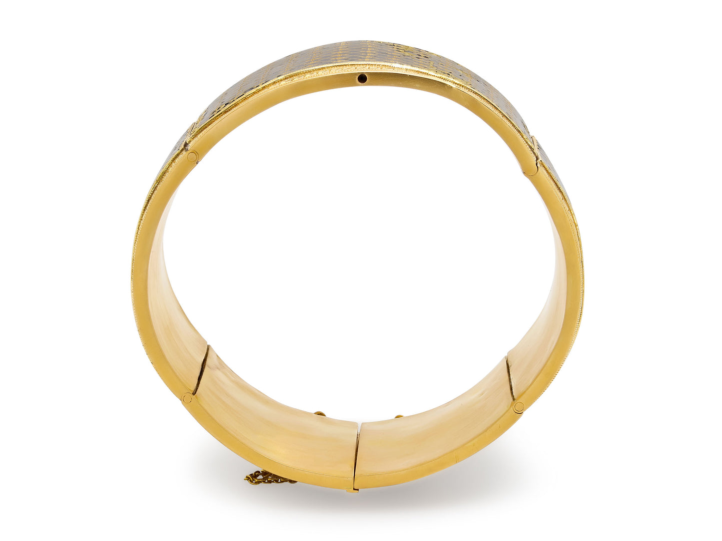 Antique Victorian Enamel Bangle Bracelet in 18K Gold
