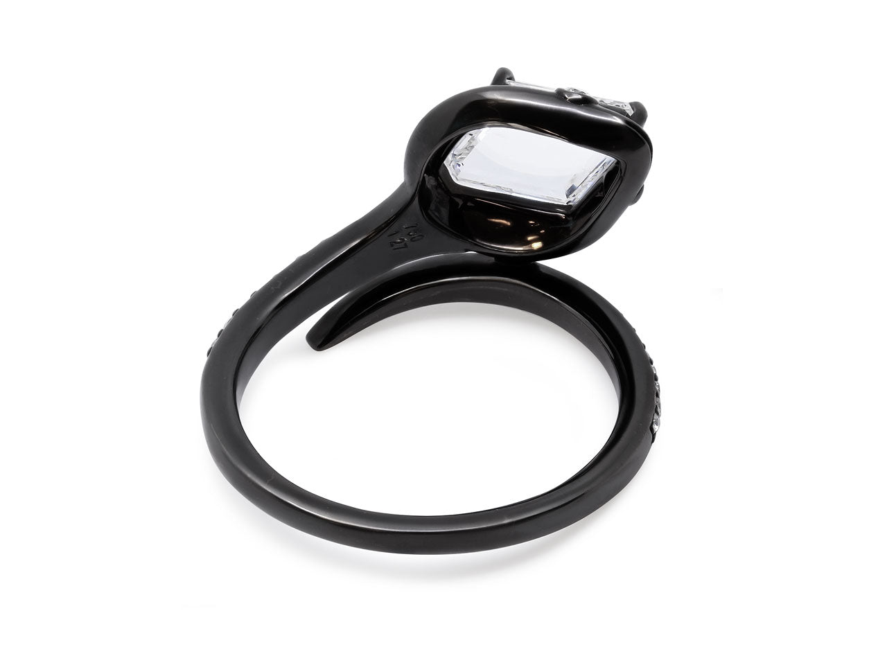 Diamond Snake Ring in 18K Blackened Gold