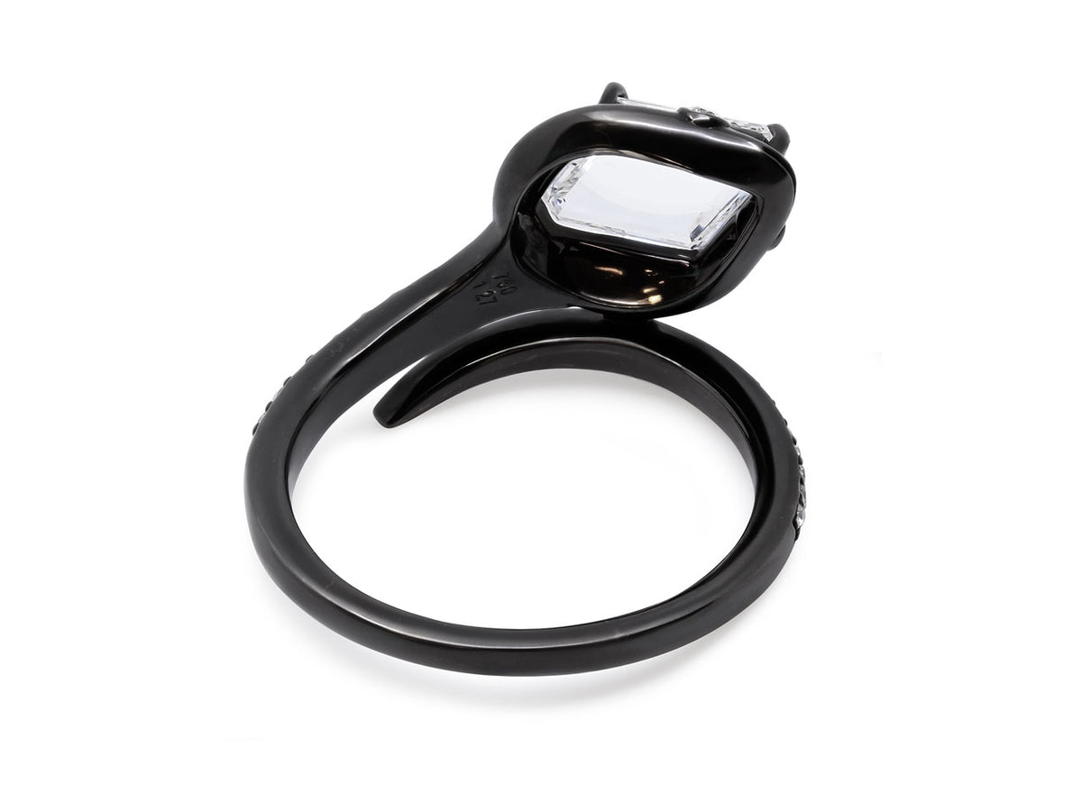 Diamond Snake Ring in 18K Blackened Gold