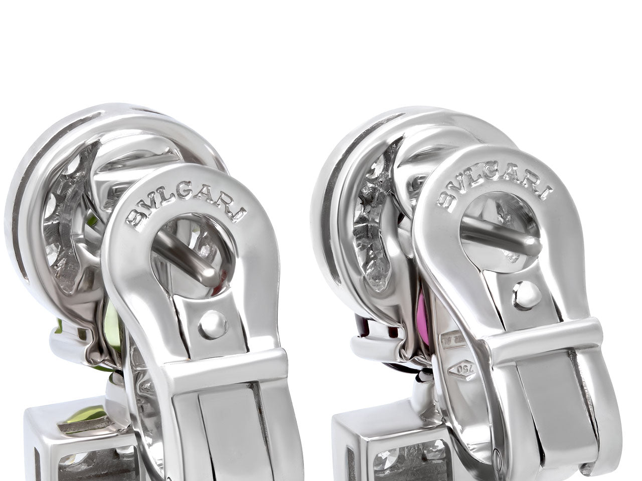 Bulgari 'Allegra' Diamond and Multicolor Gemstone Earrings in 18K White Gold