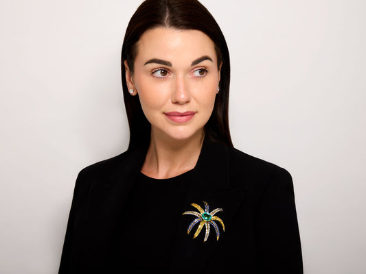 Tiffany & Co. 'Fireworks' Brooch Tourmaline, Diamond, Yellow and Blue Sapphire Brooch in 18K Gold and Platinum