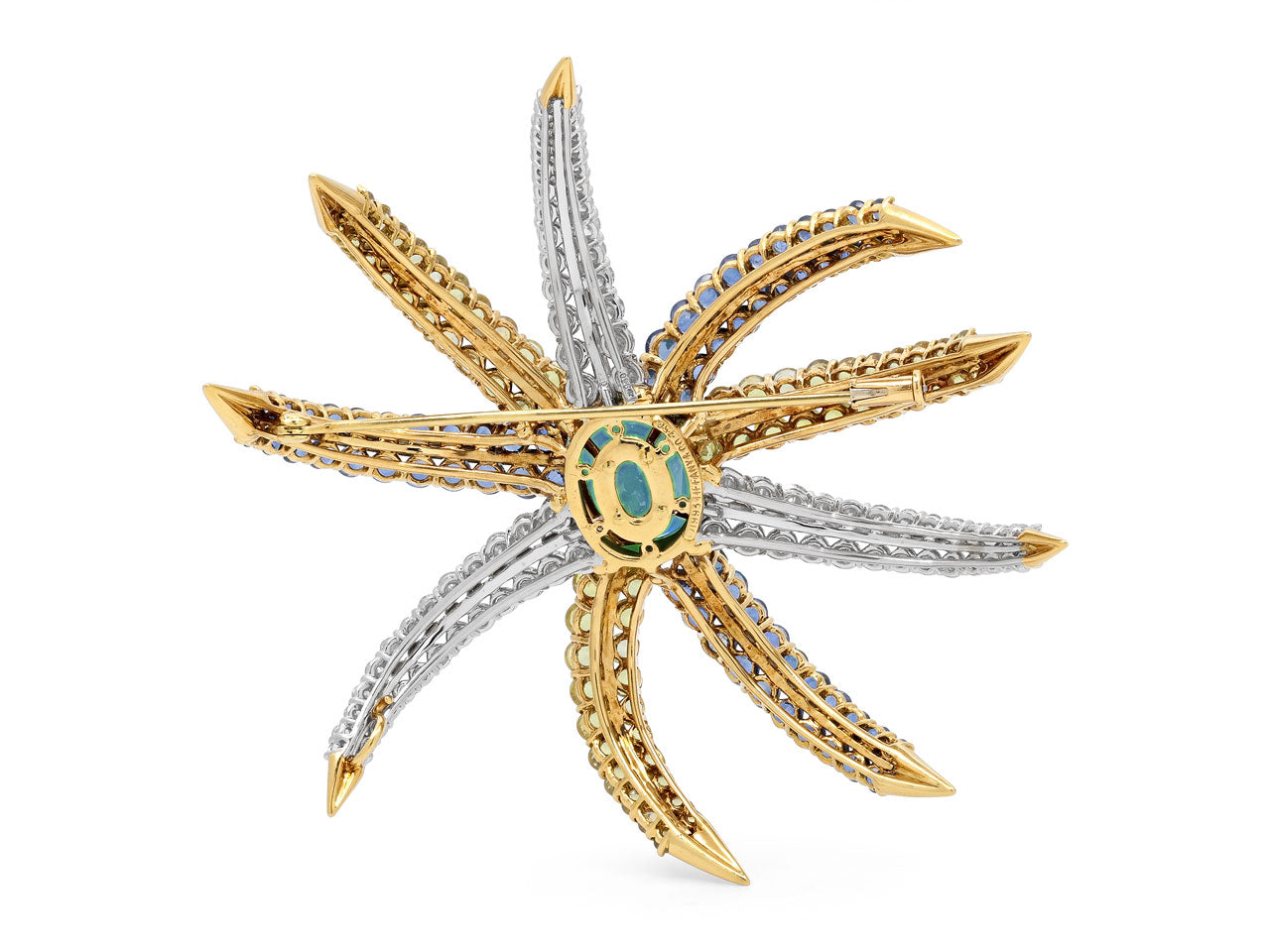 Tiffany & Co. 'Fireworks' Brooch Tourmaline, Diamond, Yellow and Blue Sapphire Brooch in 18K Gold and Platinum