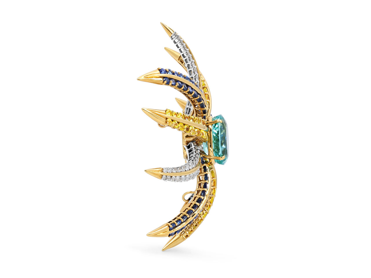 Tiffany & Co. 'Fireworks' Brooch Tourmaline, Diamond, Yellow and Blue Sapphire Brooch in 18K Gold and Platinum