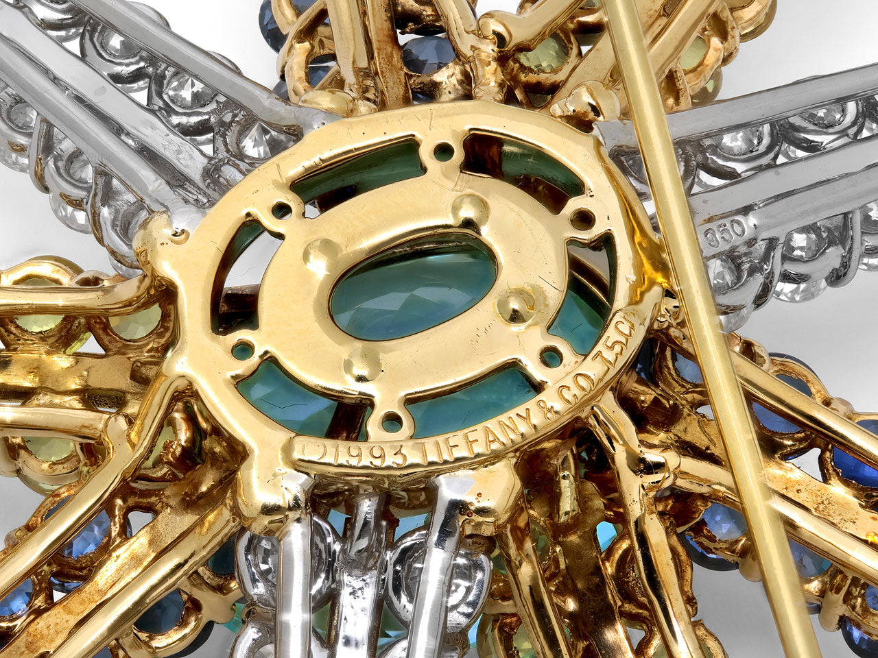 Tiffany & Co. 'Fireworks' Brooch Tourmaline, Diamond, Yellow and Blue Sapphire Brooch in 18K Gold and Platinum