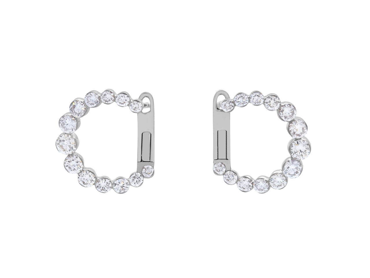 Front Back Diamond Earrings in 18K White Gold